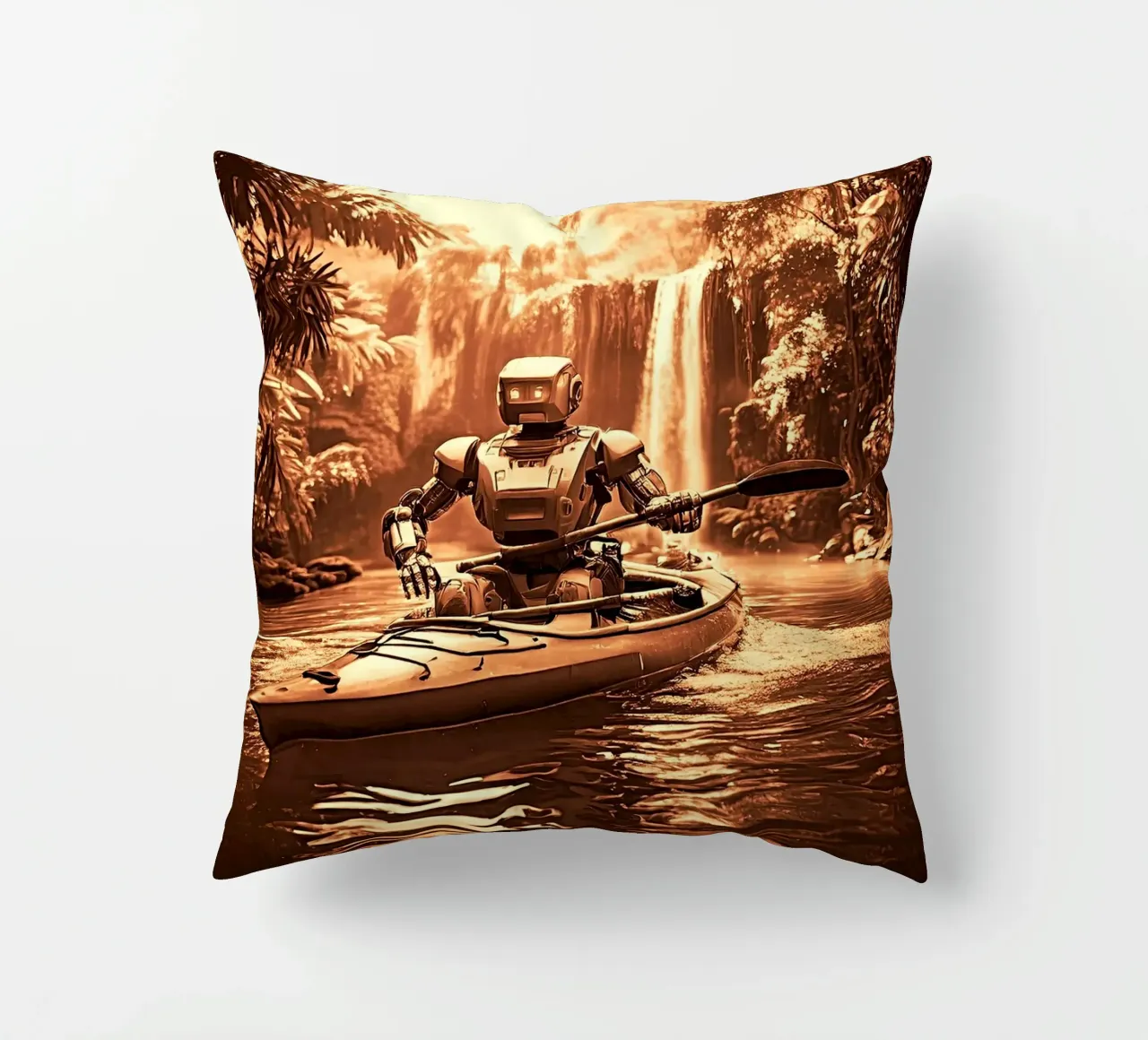 ROBOT EN CANOE. Cuivre. cuscino da Thierry vobmann photography