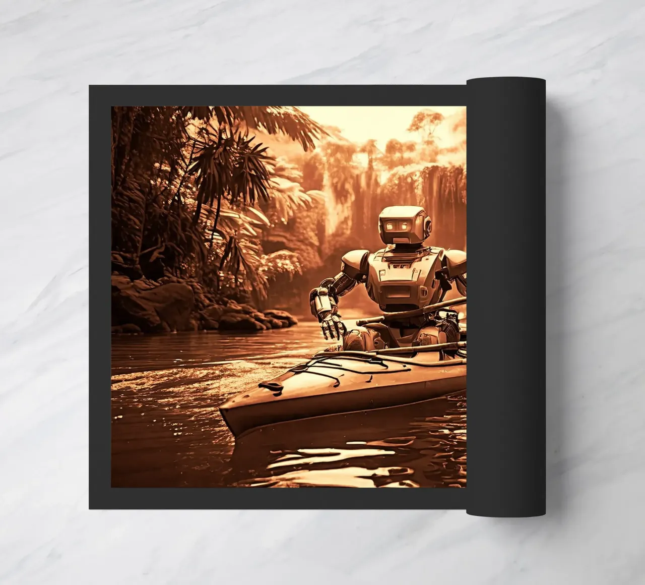 ROBOT EN CANOE. Cuivre. zerbino da Thierry vobmann photography