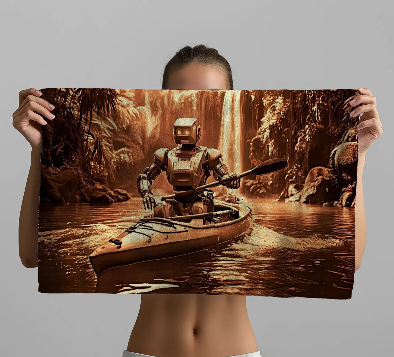 ROBOT EN CANOE. Cuivre. asciugamano da bagno da Thierry vobmann photography