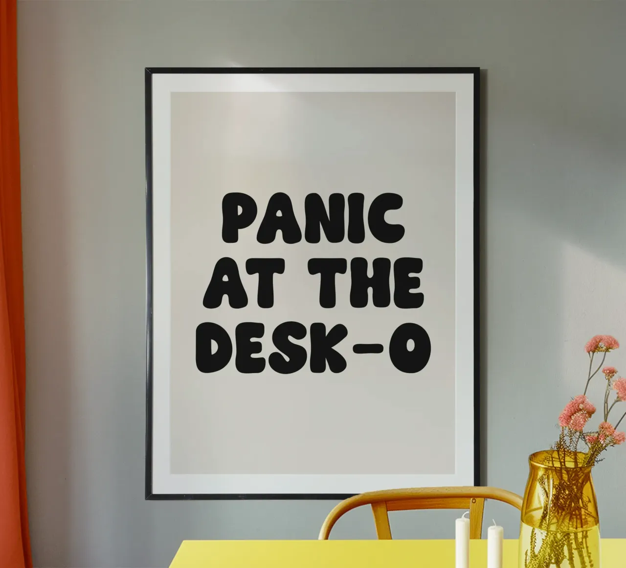 Panic at the desk o lustiges Zitat Poster von Paigaam Studio