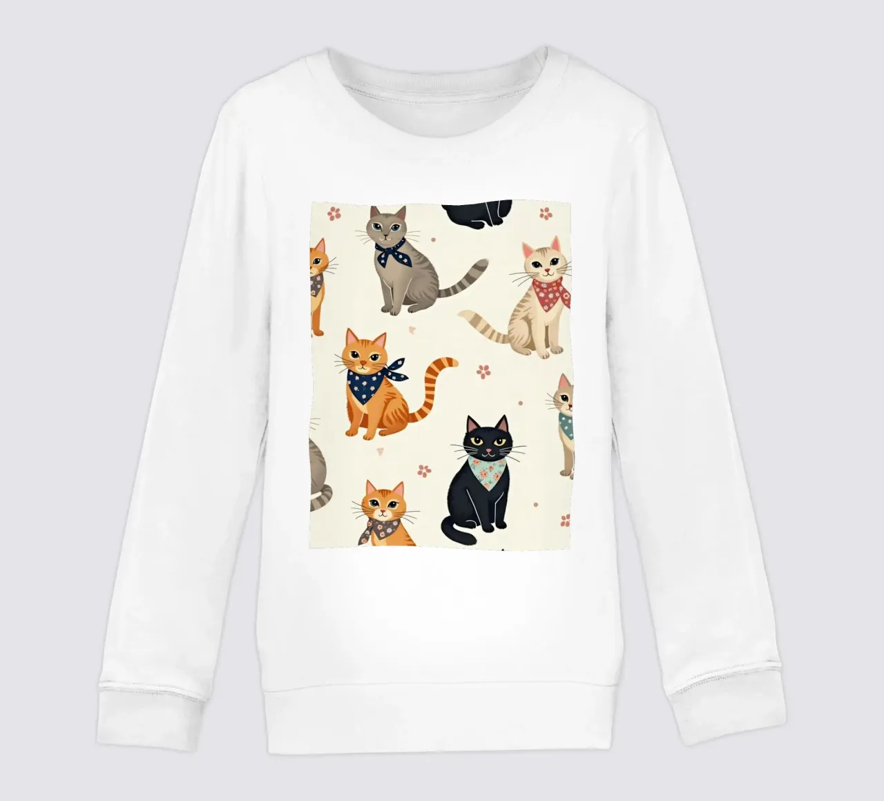 Gatos de colores en alegres dibujos adornan una caprichosa tela sudadera para niño de DesignDoodle
