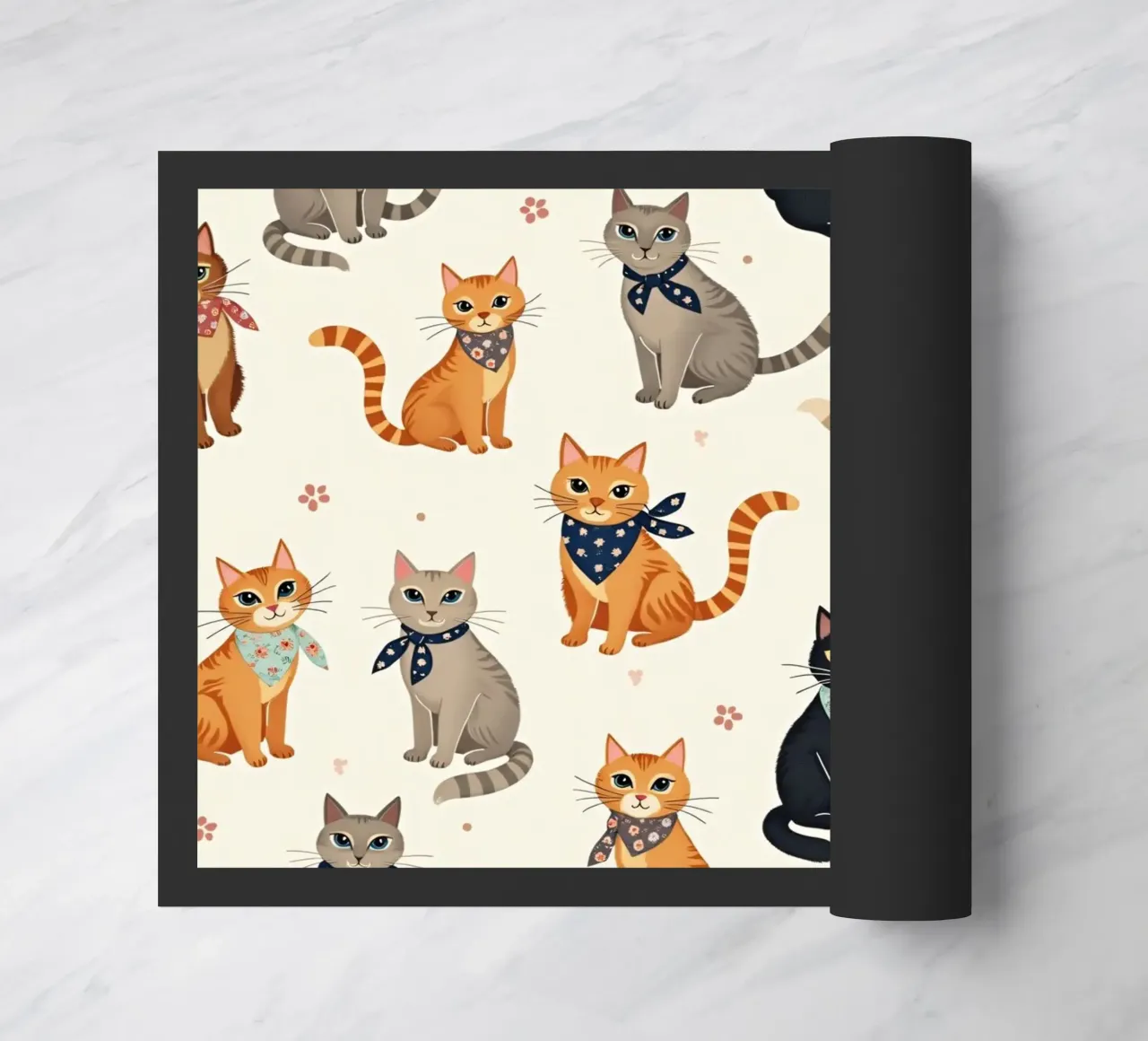 Gatos de colores en alegres dibujos adornan una caprichosa tela felpudo de DesignDoodle