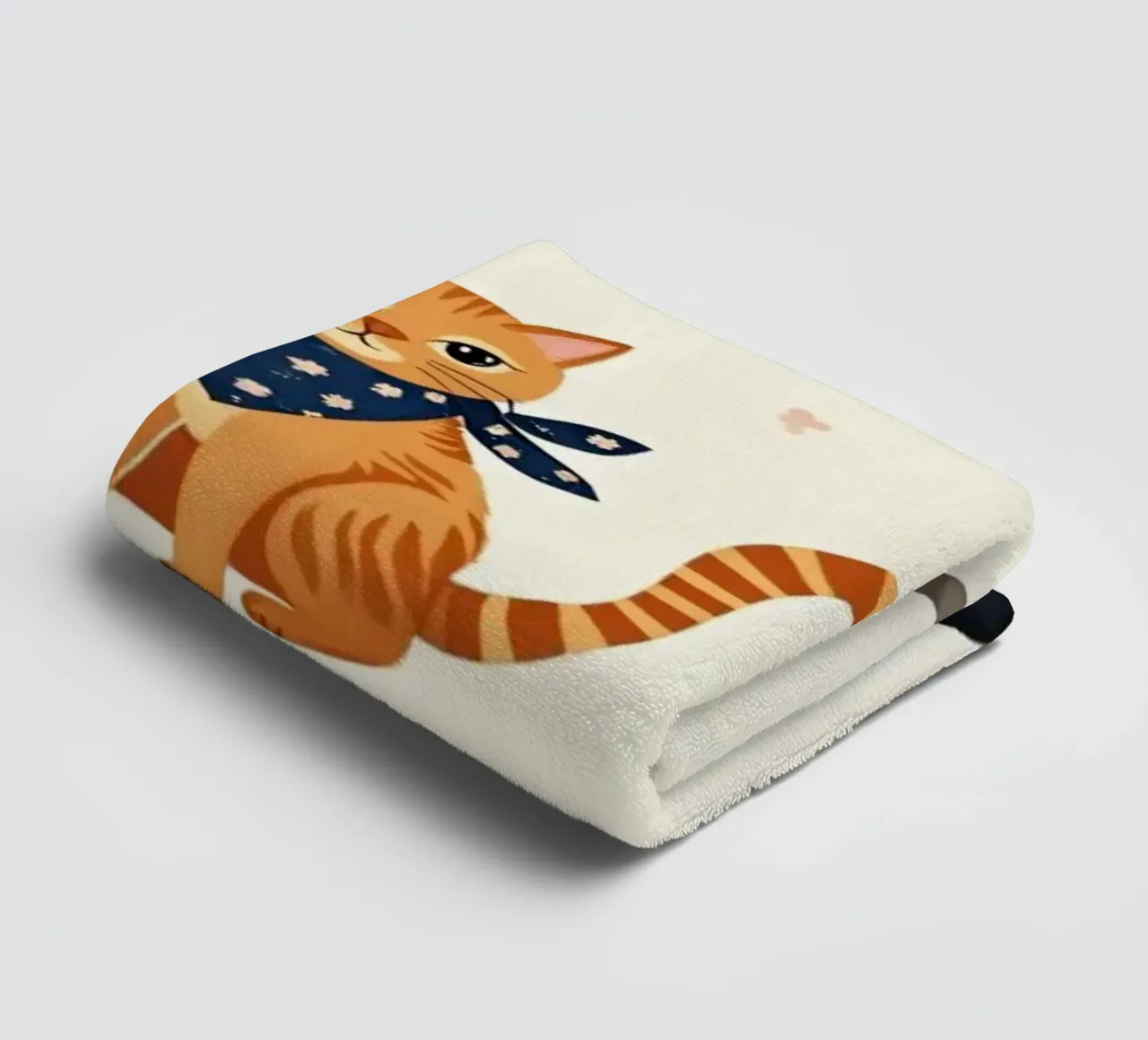 Colorful cats in playful patterns adorn a whimsical fabric towel by DesignDoodle