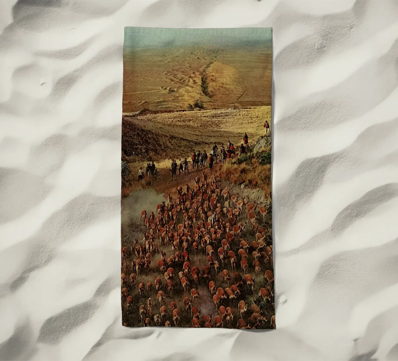 Alpacalypse beach towel by Jesse Treece