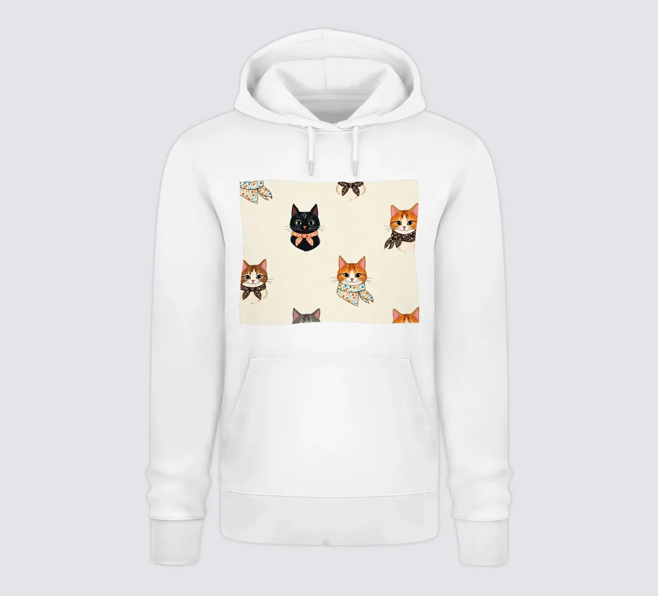 Gatti colorati con sciarpe dal design stravagante felpa con cappuccio da DesignDoodle