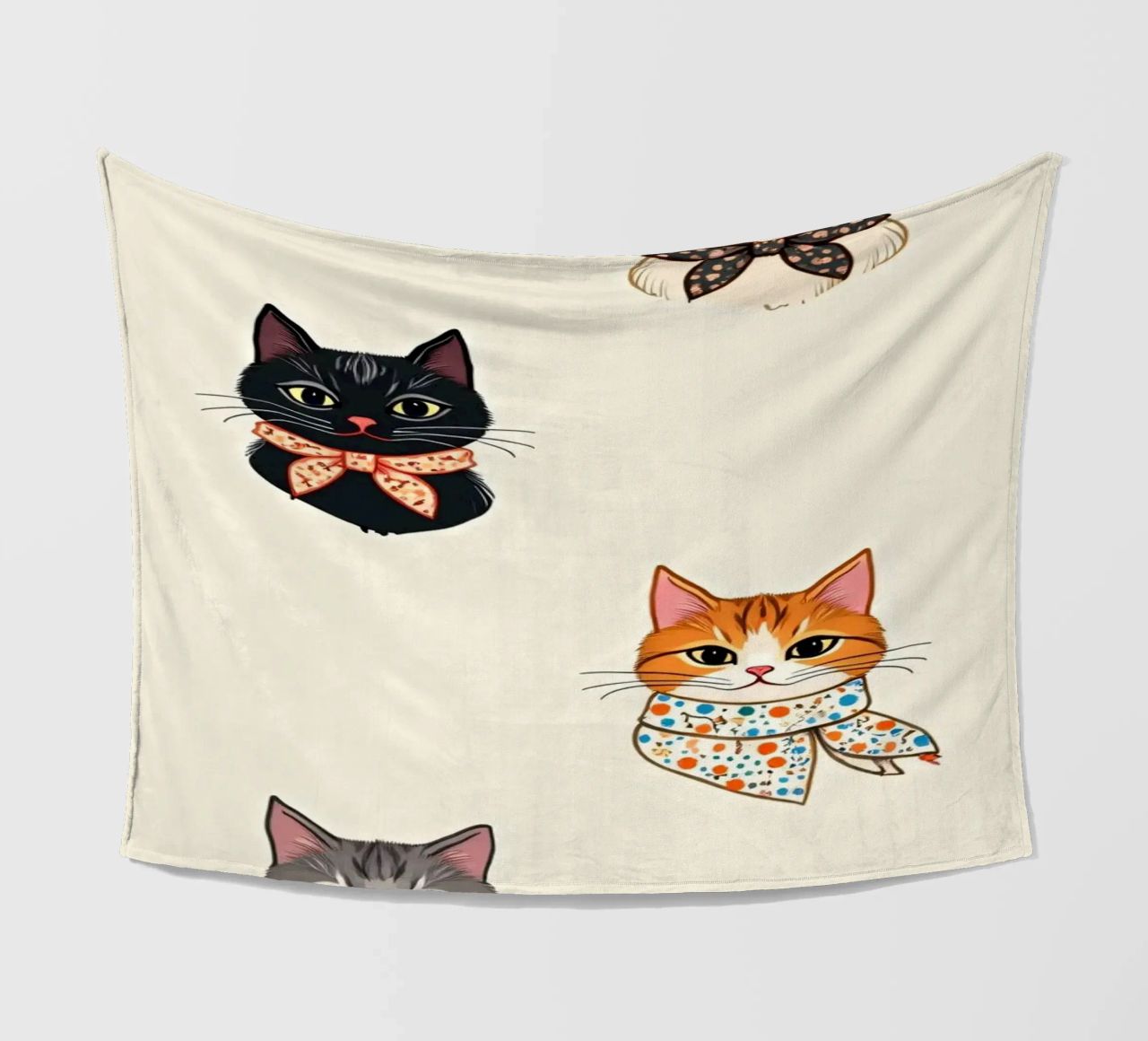 Gatti colorati con sciarpe dal design stravagante coperta in pile da DesignDoodle
