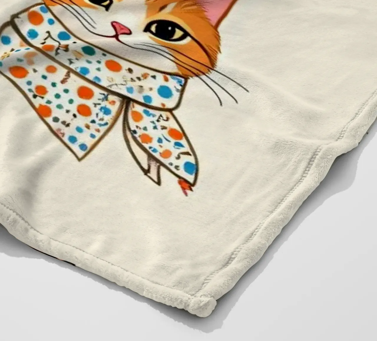 Colorful patterned cats wearing scarves in whimsical design fleece blanket by DesignDoodle