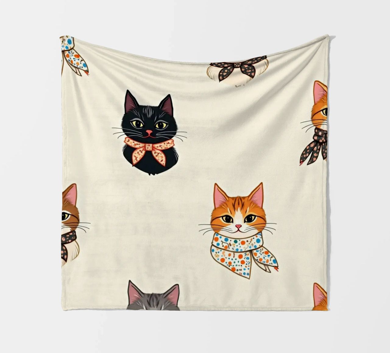 Gatti colorati con sciarpe dal design stravagante coperta in pile da DesignDoodle