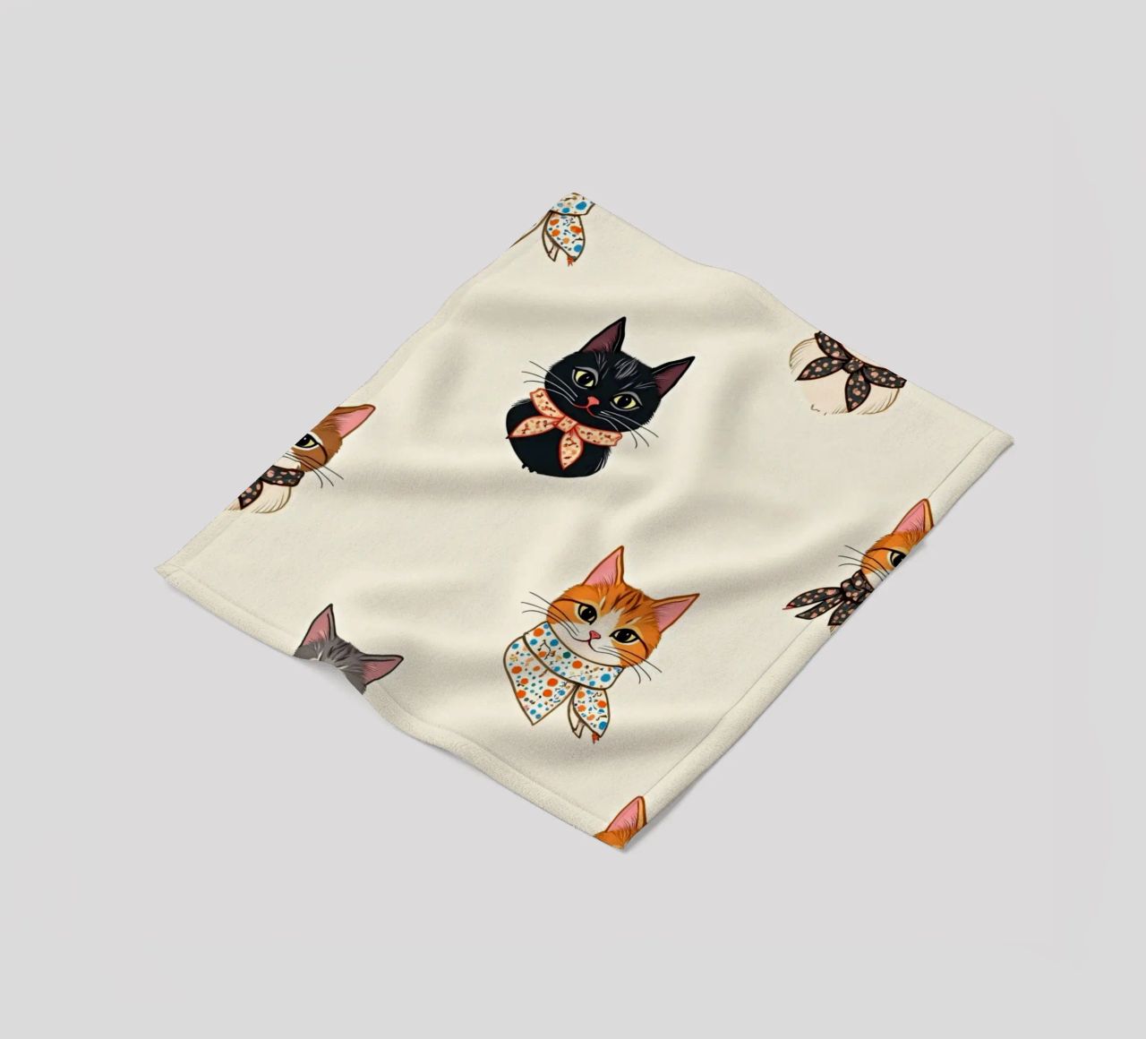 Gatti colorati con sciarpe dal design stravagante coperta in pile da DesignDoodle