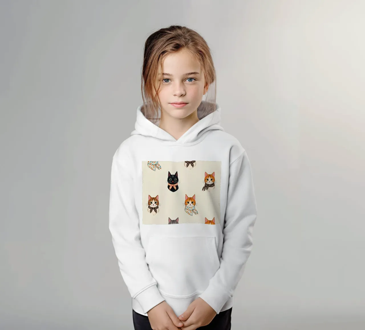 Gatti colorati con sciarpe dal design stravagante felpa bambino con cappuccio da DesignDoodle