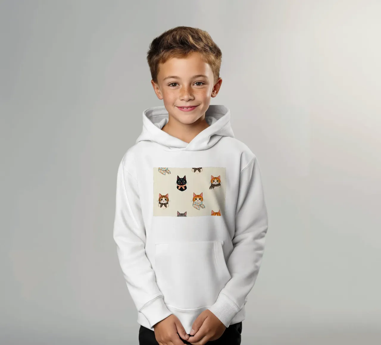 Gatti colorati con sciarpe dal design stravagante felpa bambino con cappuccio da DesignDoodle