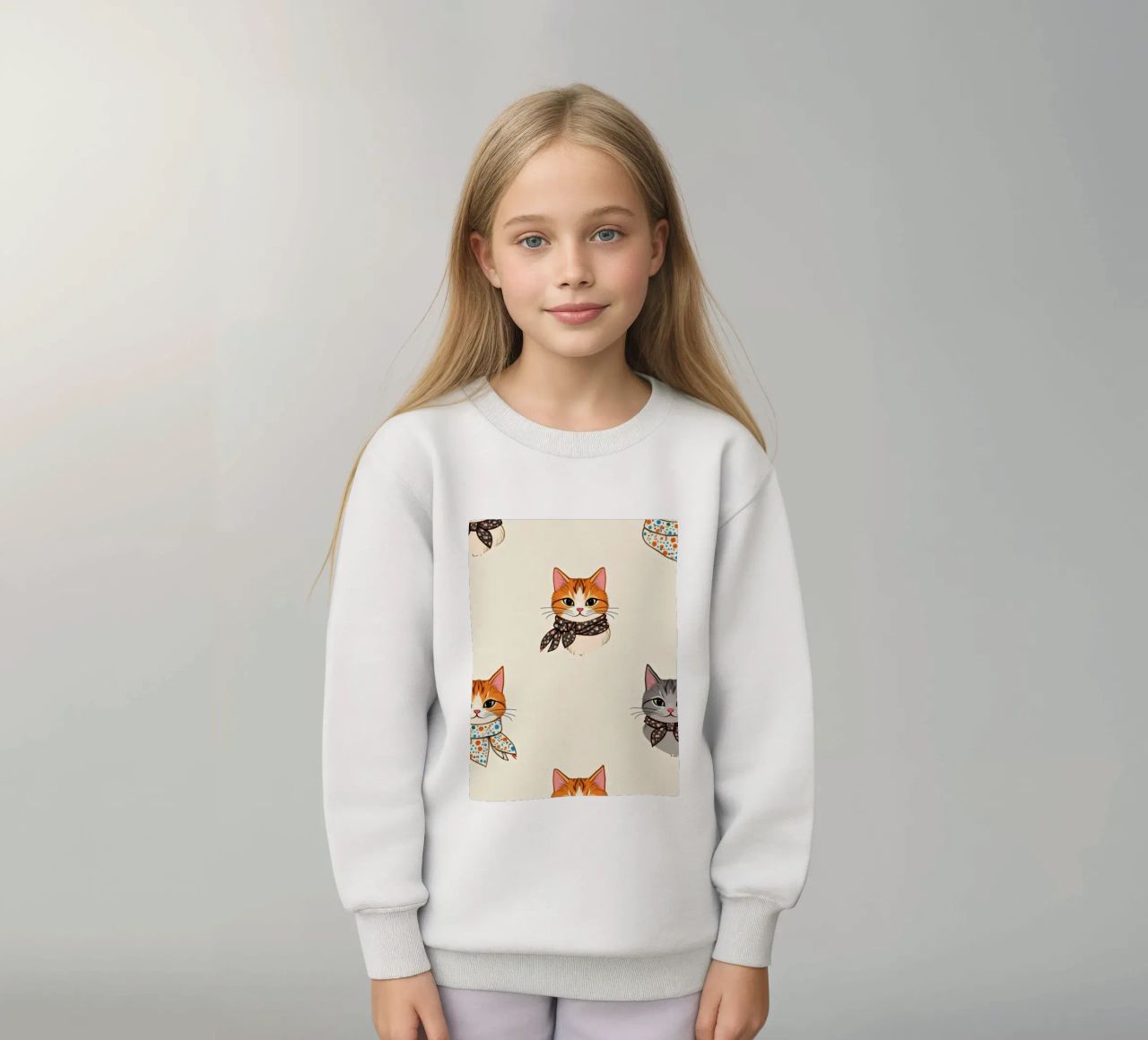 Gatti colorati con sciarpe dal design stravagante felpa bambino da DesignDoodle