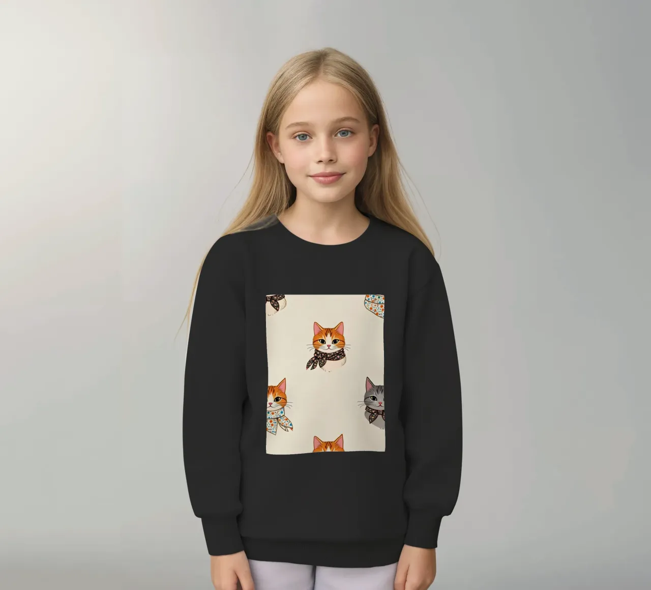 Gatti colorati con sciarpe dal design stravagante felpa bambino da DesignDoodle