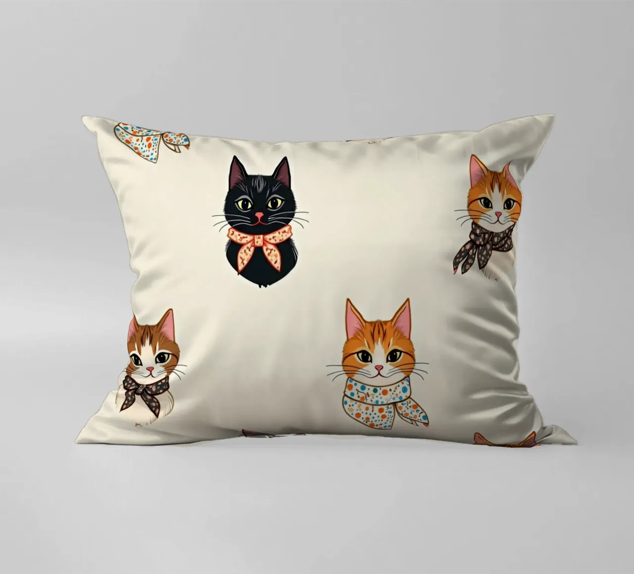 Gatti colorati con sciarpe dal design stravagante cuscino da DesignDoodle