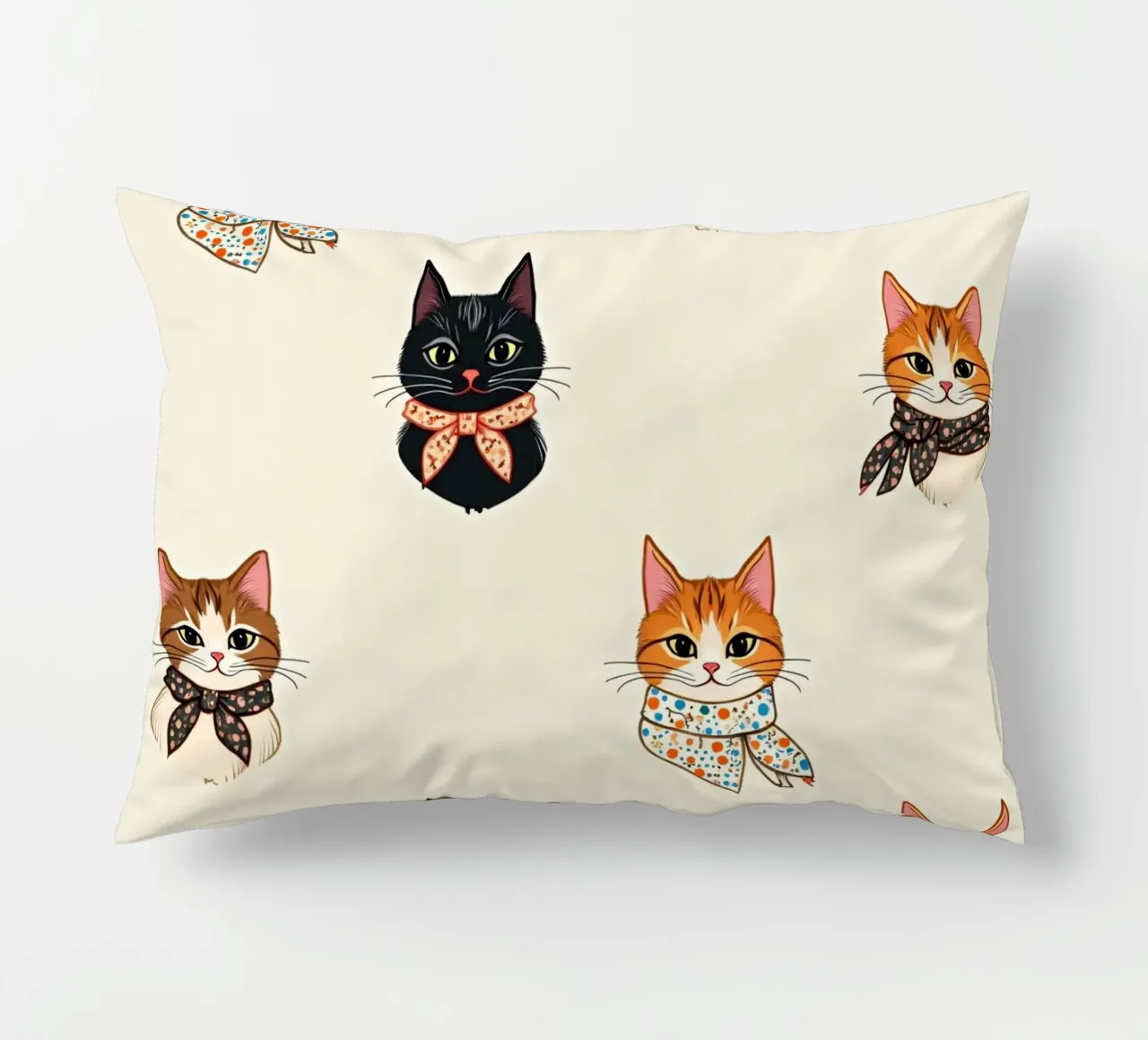 Gatti colorati con sciarpe dal design stravagante cuscino da DesignDoodle