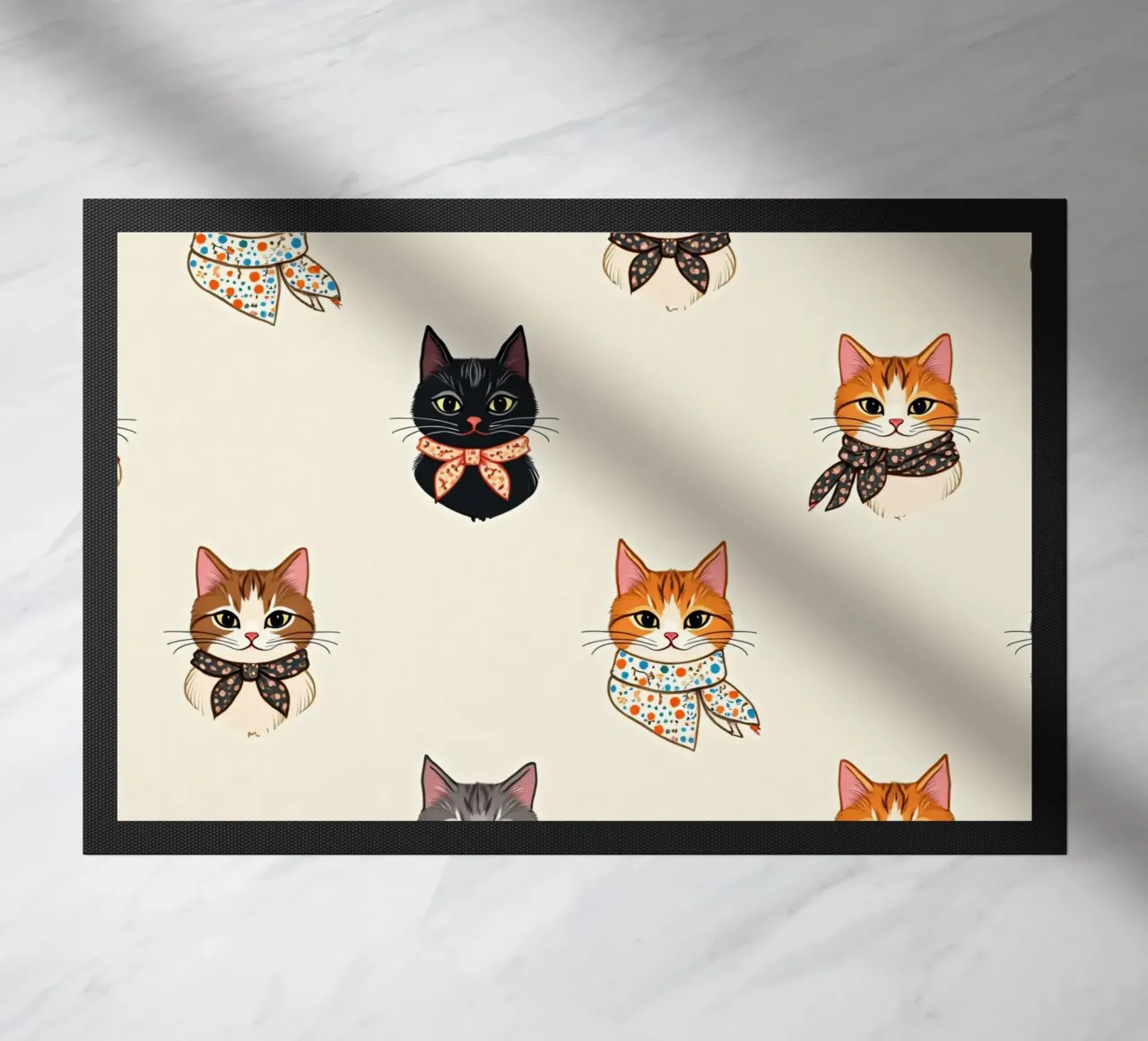 Gatti colorati con sciarpe dal design stravagante zerbino da DesignDoodle