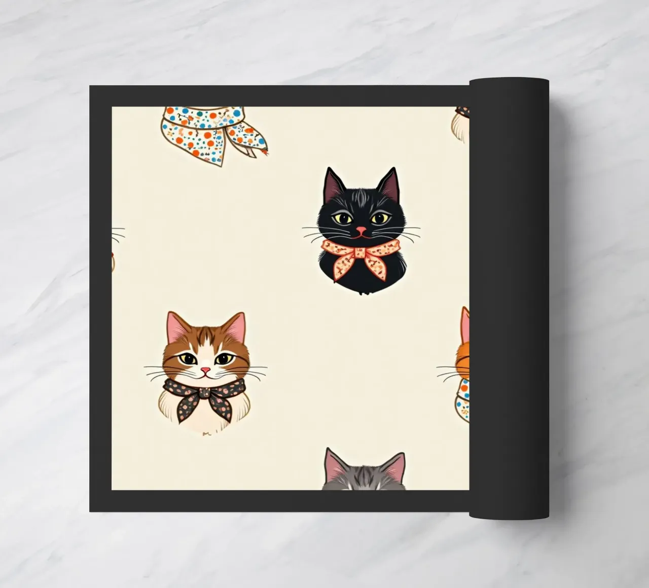 Gatti colorati con sciarpe dal design stravagante zerbino da DesignDoodle