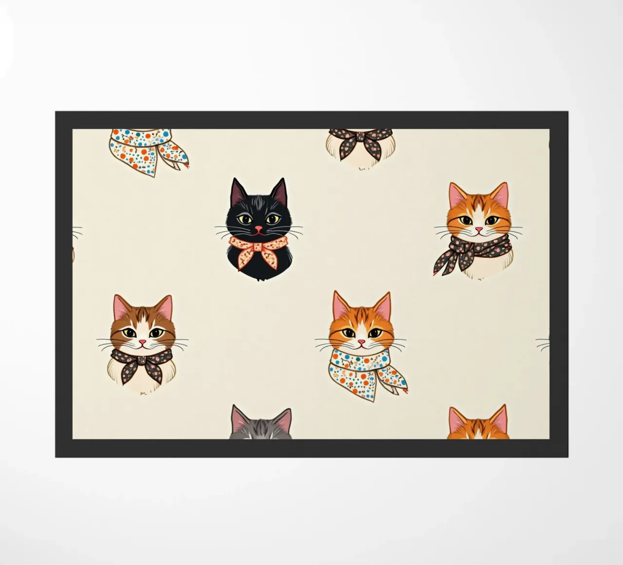 Gatti colorati con sciarpe dal design stravagante zerbino da DesignDoodle