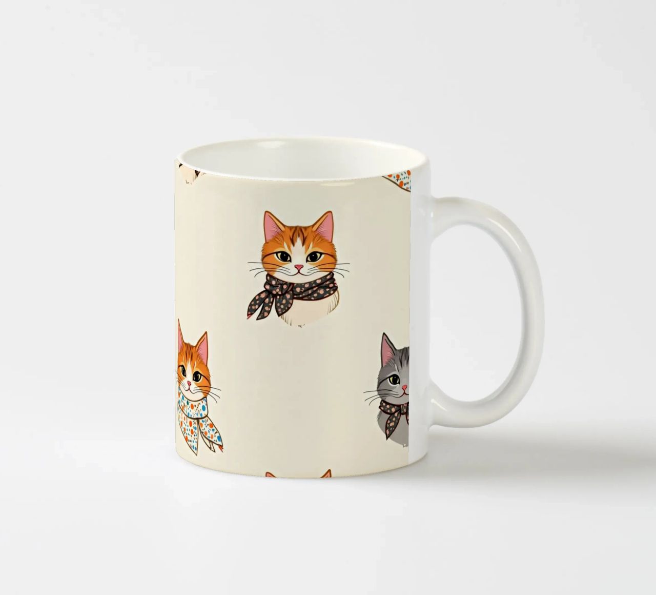 Gatti colorati con sciarpe dal design stravagante tazza in ceramica da DesignDoodle