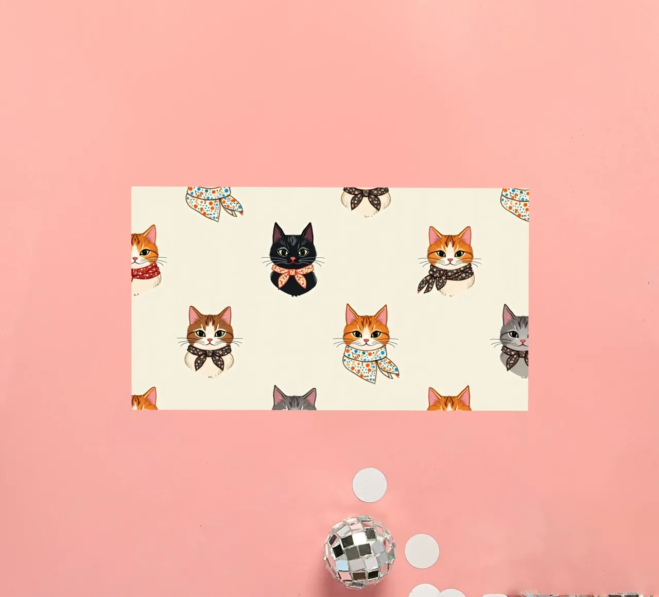 Gatti colorati con sciarpe dal design stravagante adesivo da DesignDoodle