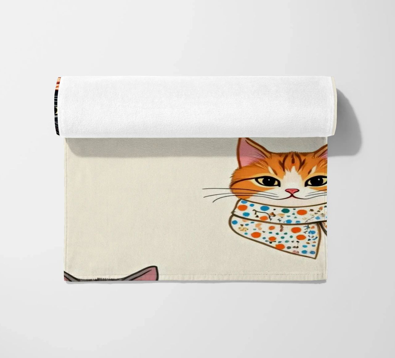Gatti colorati con sciarpe dal design stravagante telo mare da DesignDoodle