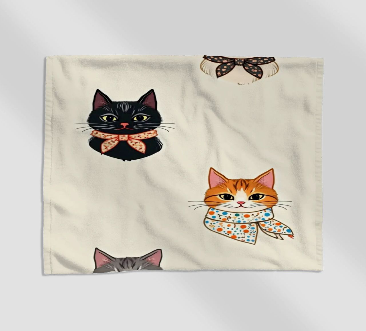 Gatti colorati con sciarpe dal design stravagante telo mare da DesignDoodle
