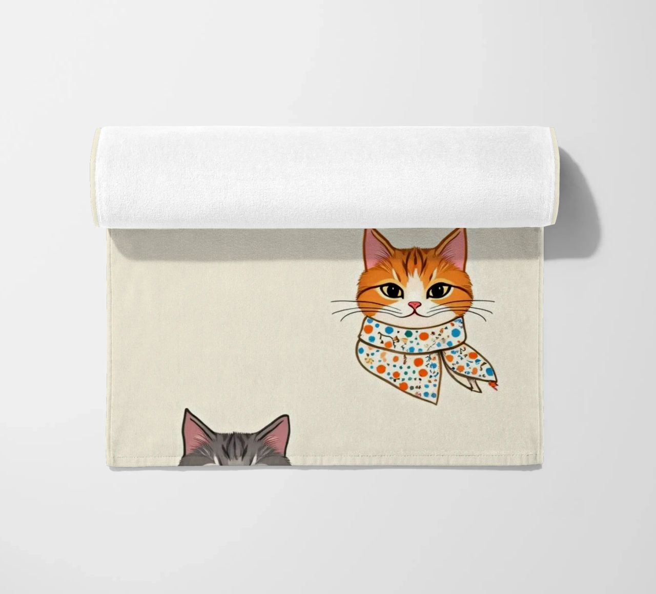 Gatti colorati con sciarpe dal design stravagante telo mare da DesignDoodle