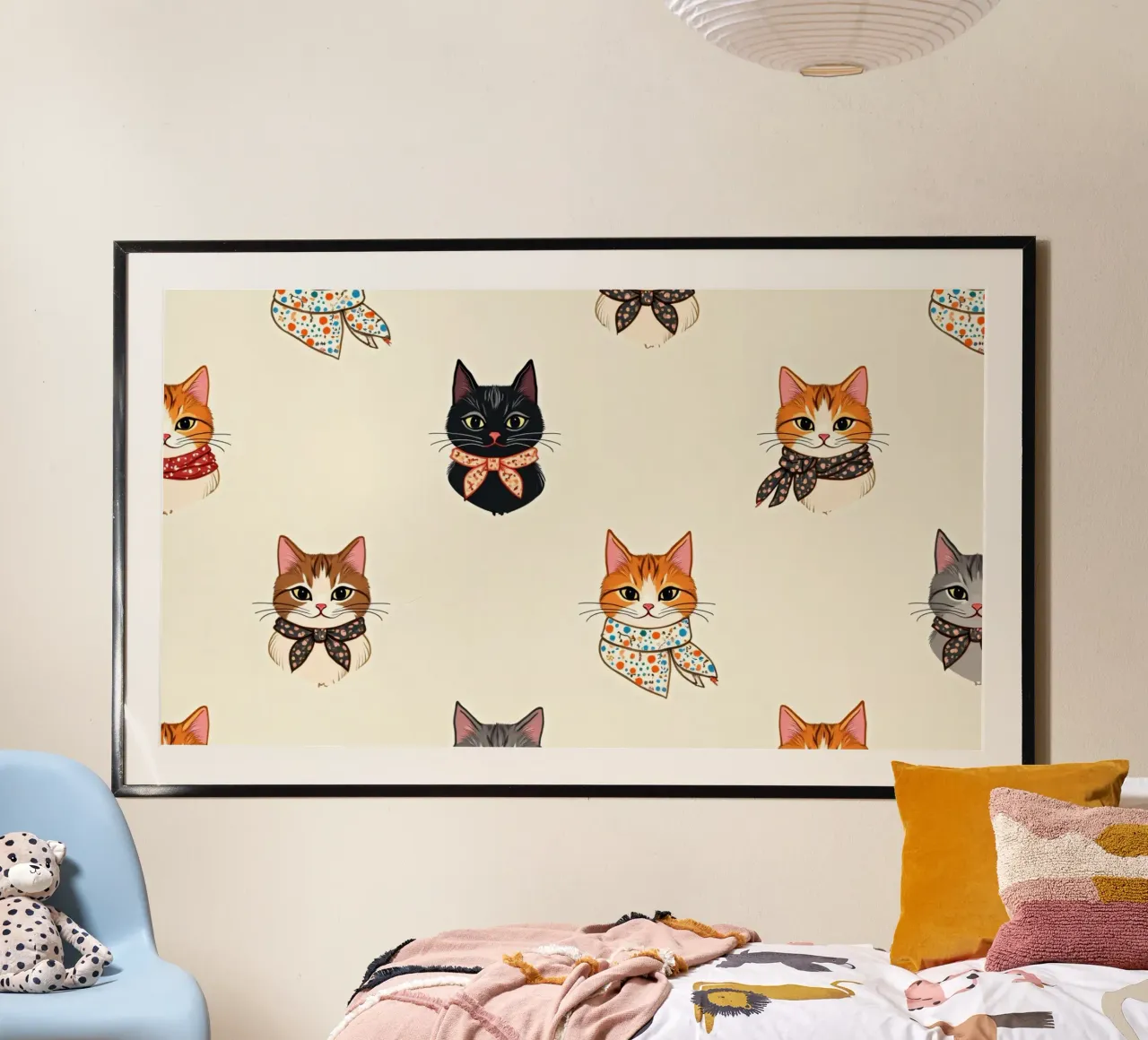Gatti colorati con sciarpe dal design stravagante poster da DesignDoodle