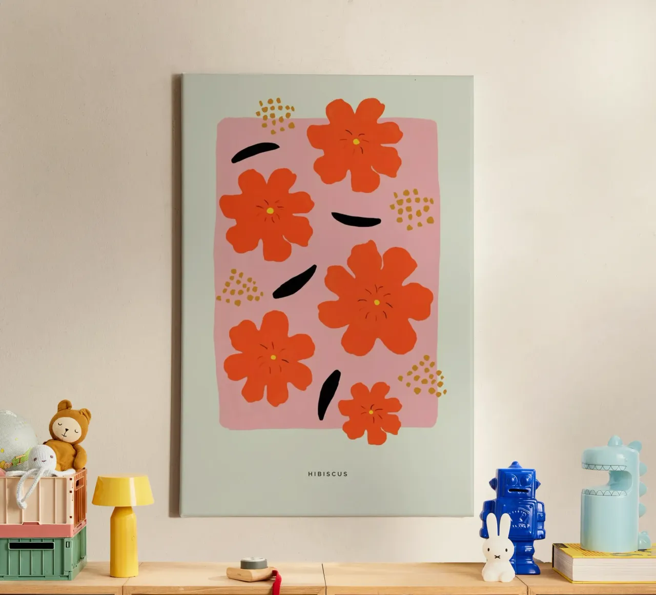 Hibiscus tela con Cornice a cassetta da Studio One