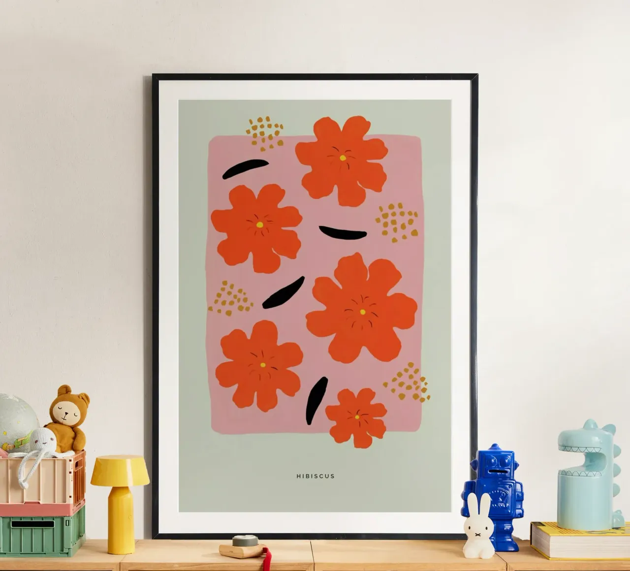 Hibiscus poster con telaio in legno da Studio One