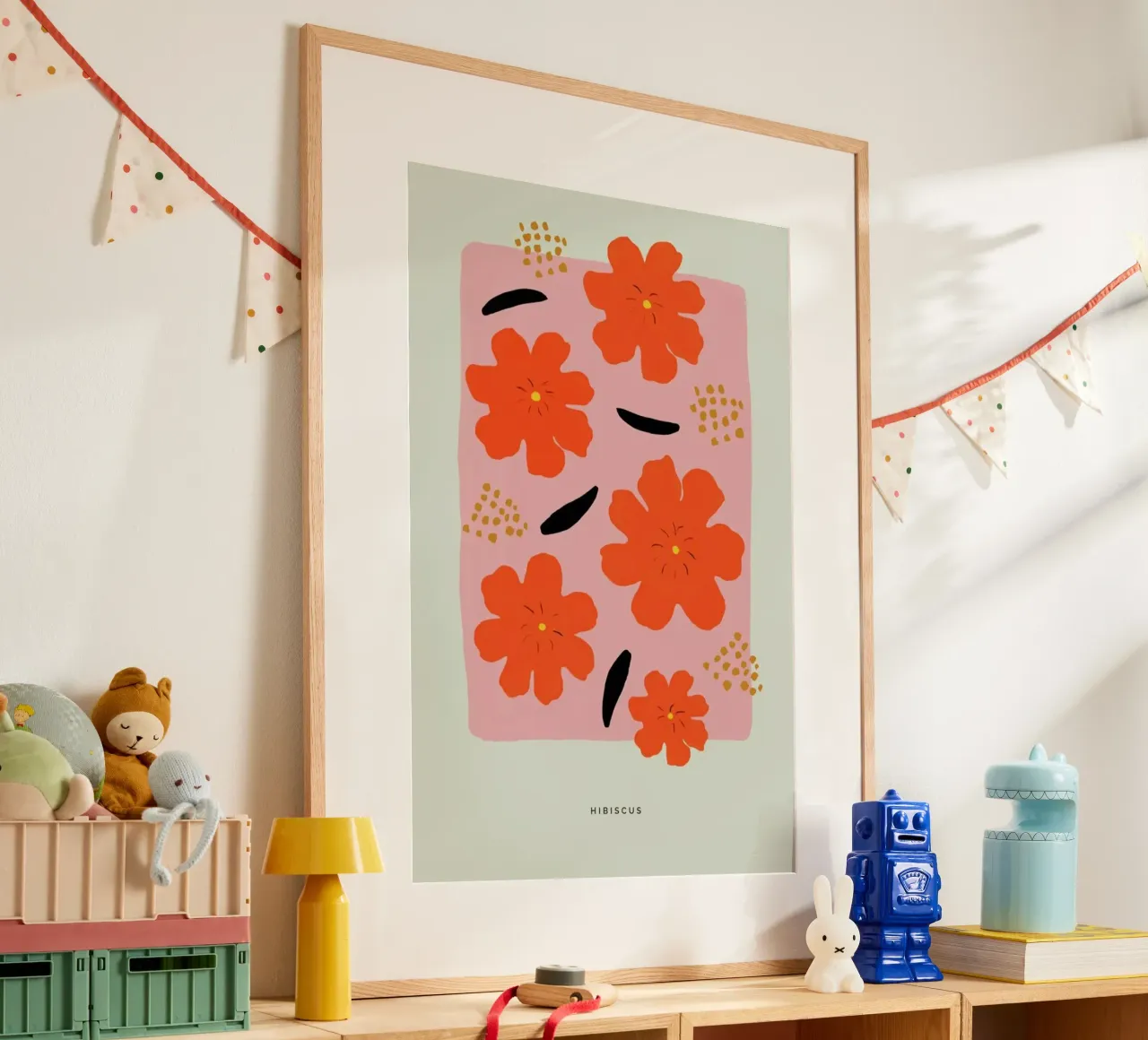 Hibiscus poster con telaio in legno da Studio One