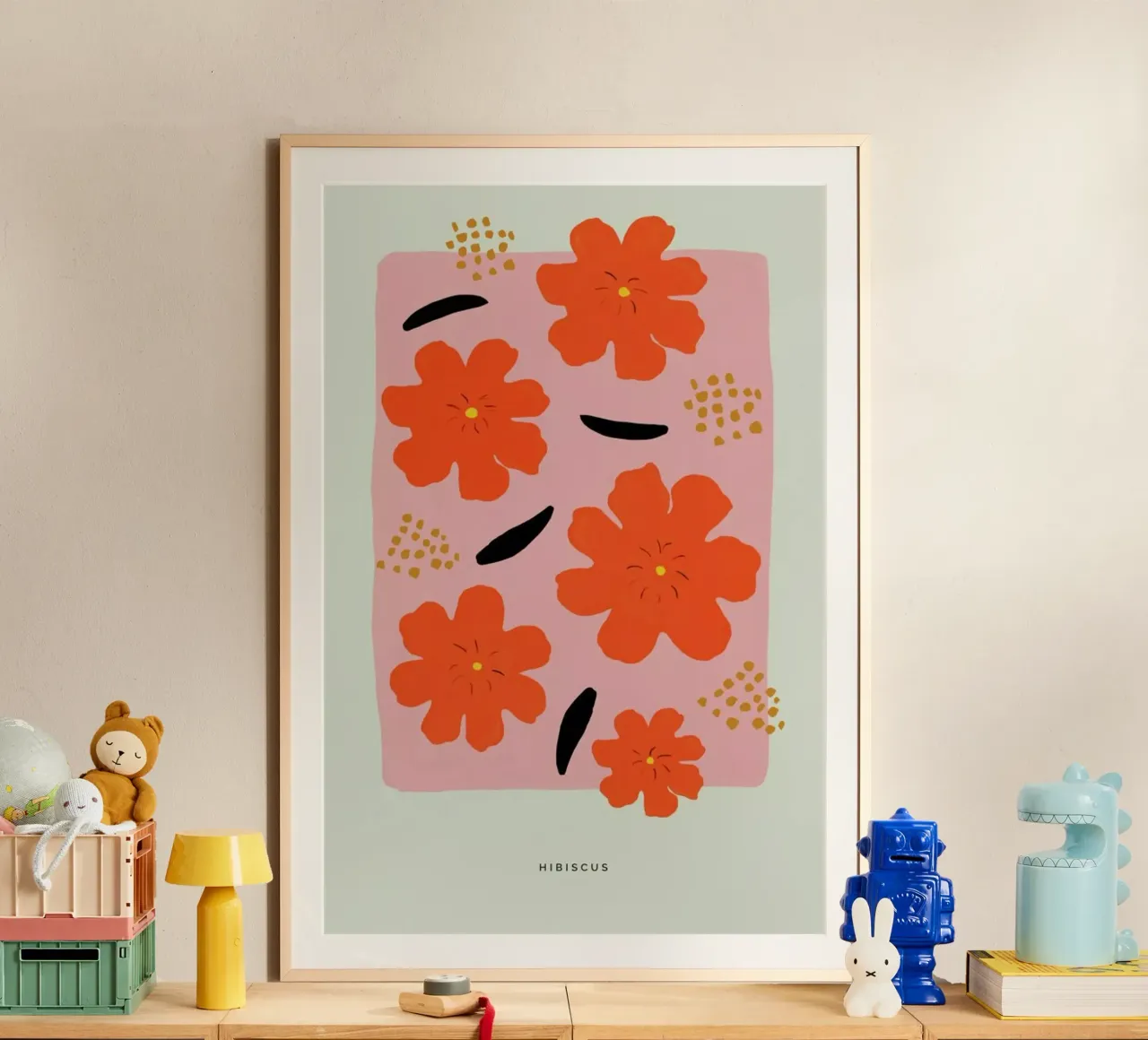 Hibiscus poster con telaio in legno da Studio One