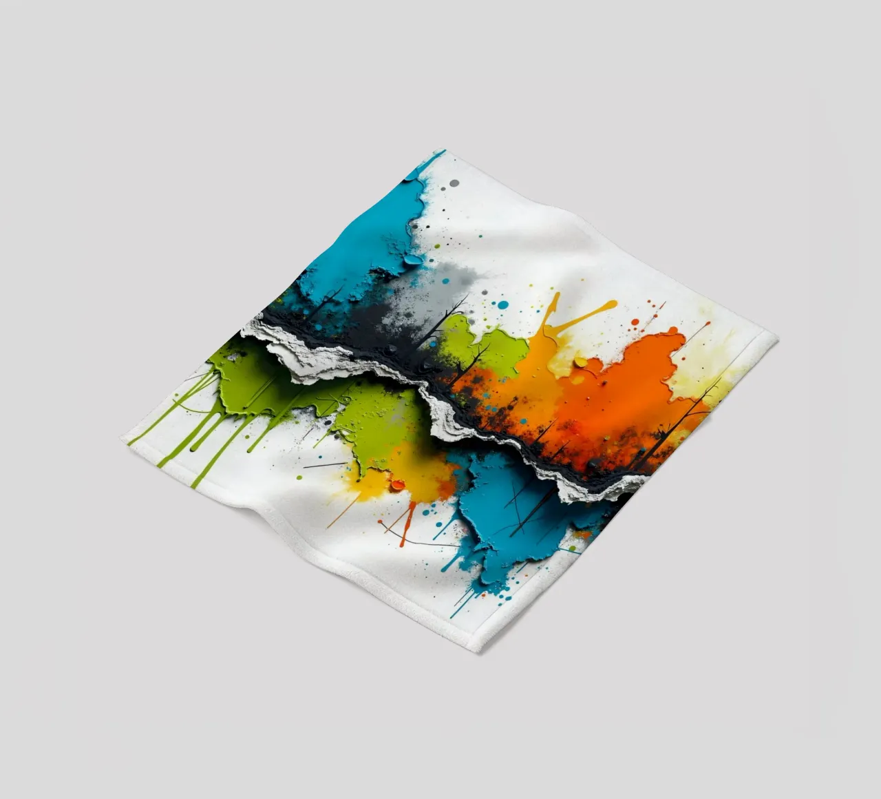 Vibrant abstract art features bold colors and textures fleece blanket by DesignDoodle