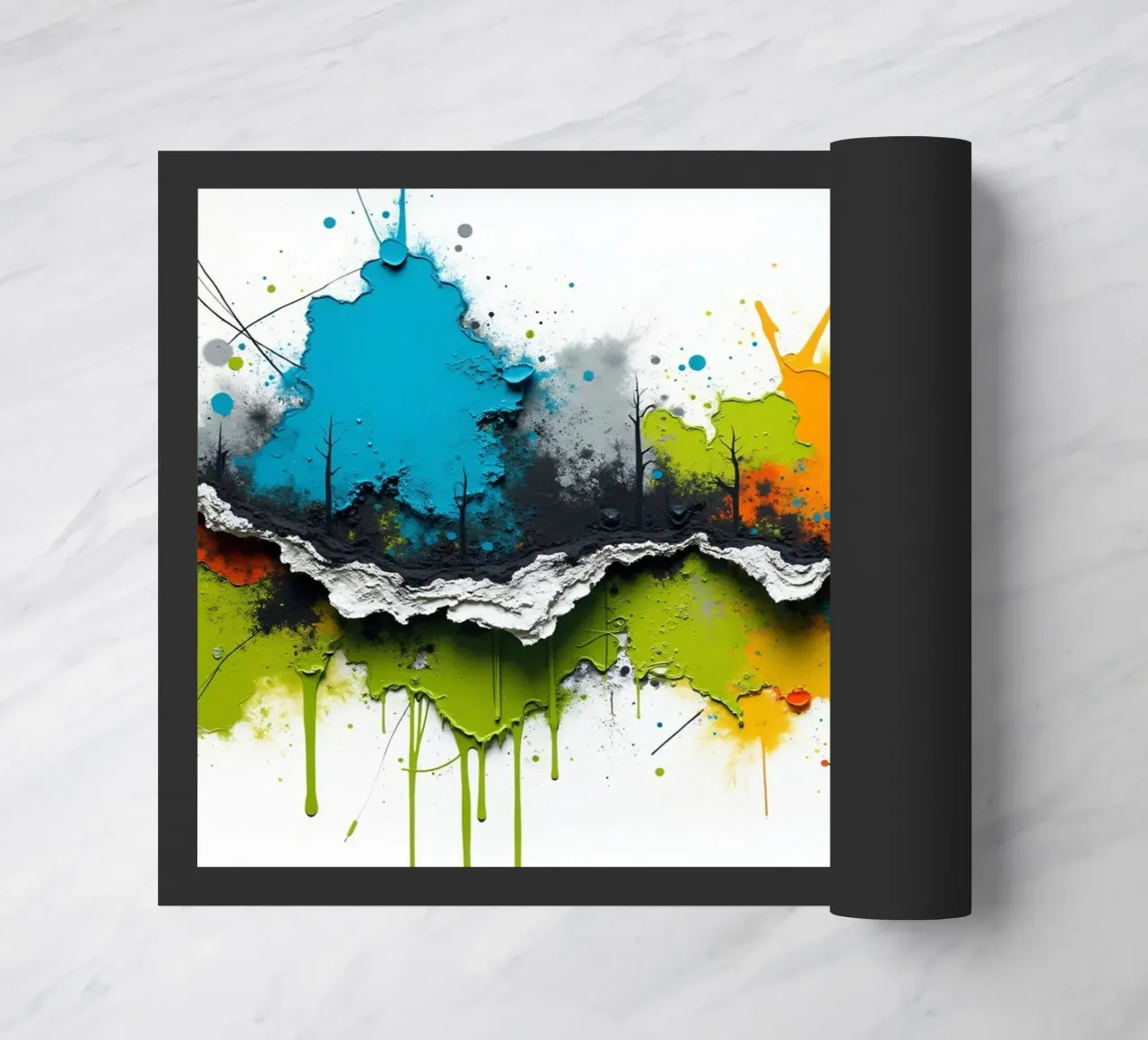L'arte astratta vibrante è caratterizzata da colori e texture vivaci. zerbino da DesignDoodle