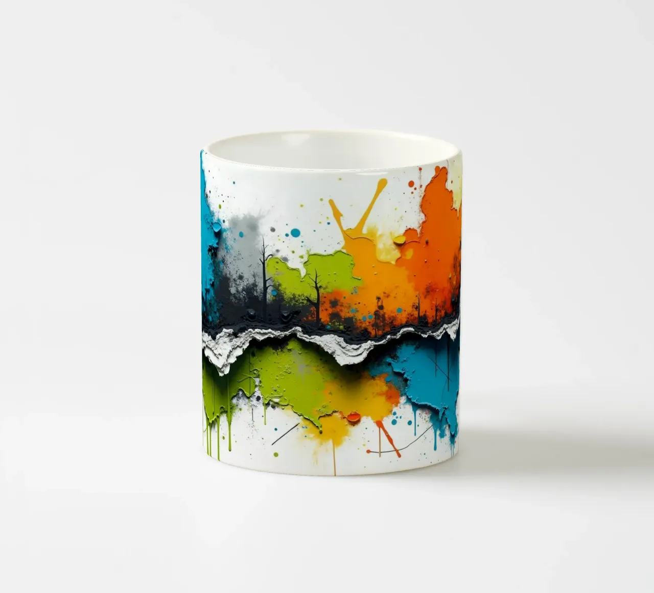 L'arte astratta vibrante è caratterizzata da colori e texture vivaci. tazza in ceramica da DesignDoodle