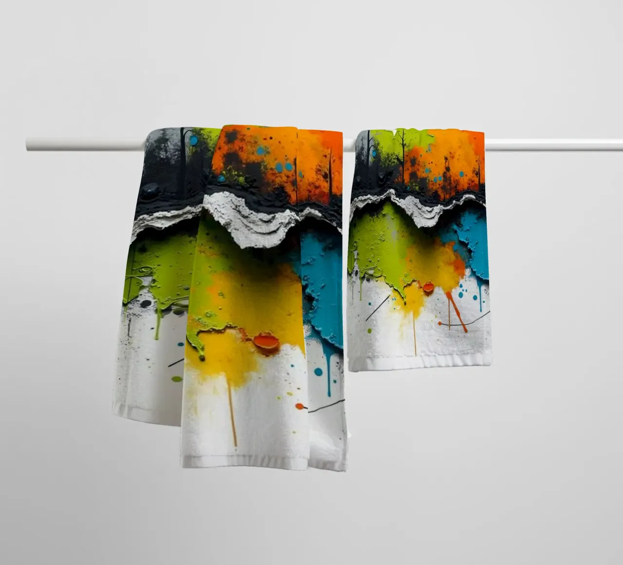 Vibrant abstract art features bold colors and textures towel by DesignDoodle