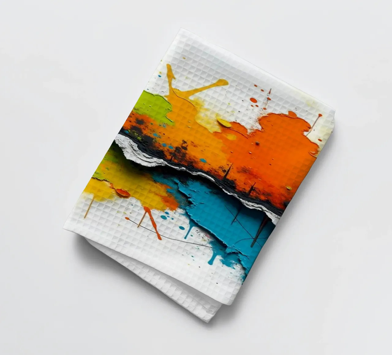 Vibrant abstract art features bold colors and textures tea towel by DesignDoodle