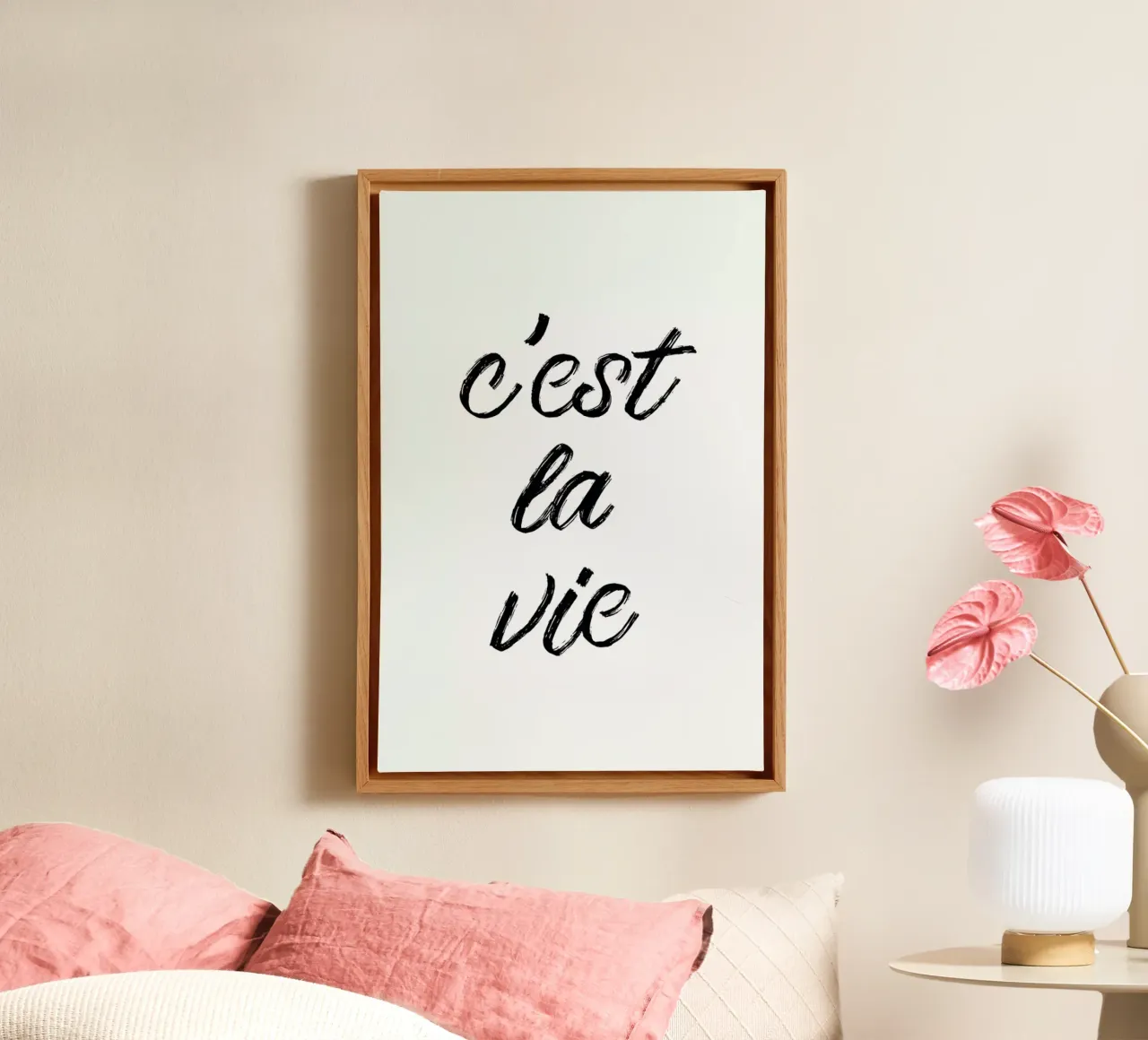 C'est la vie tela con Cornice a cassetta da typed