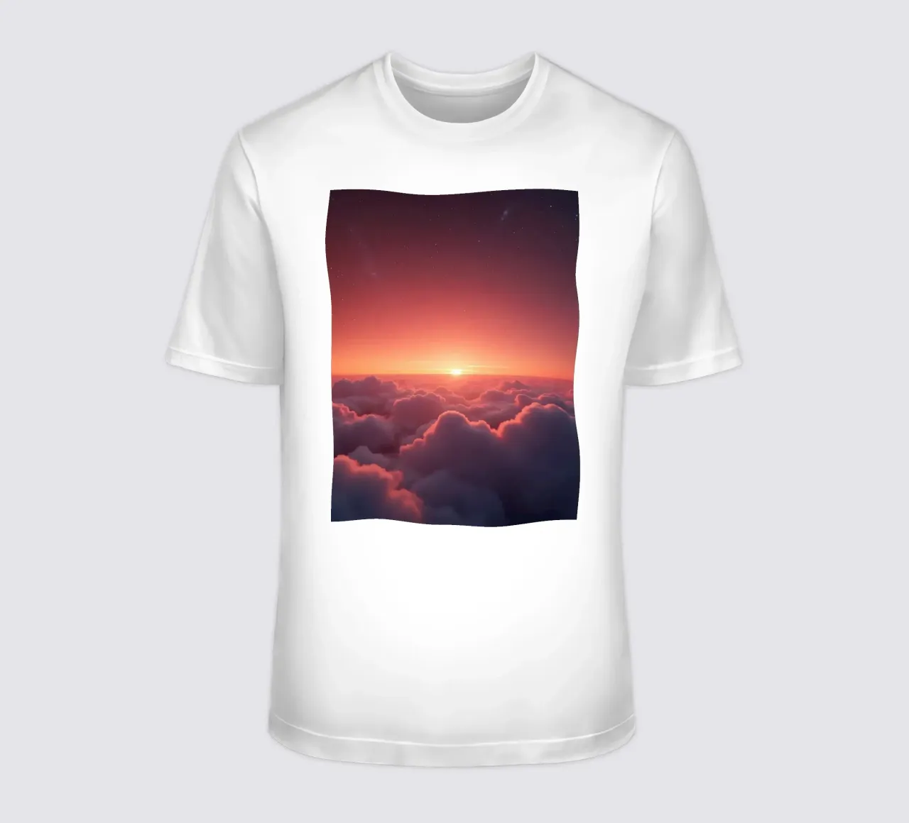 Un tramonto vibrante che brilla sopra le nuvole soffici in un cielo sereno t-shirt da DesignDoodle