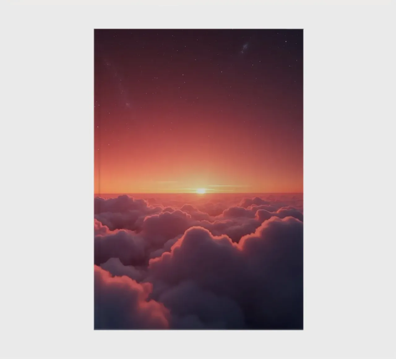 Vibrant sunset glowing above fluffy clouds in a serene sky notebook by DesignDoodle