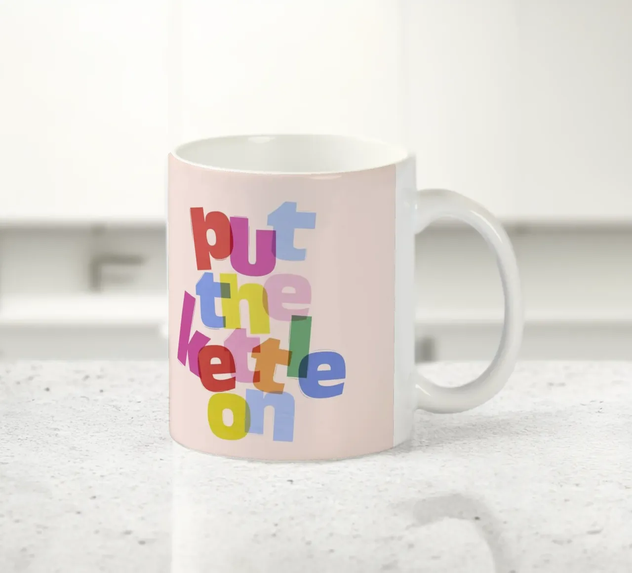 Put the Kettle On - Arte murale allegra per la cucina tazza in ceramica da showmemars