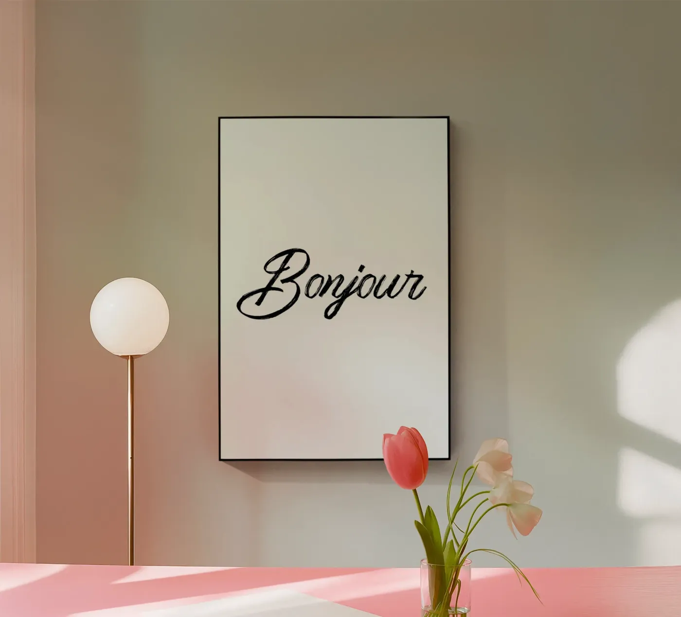 Bonjour acrylic glass by typed