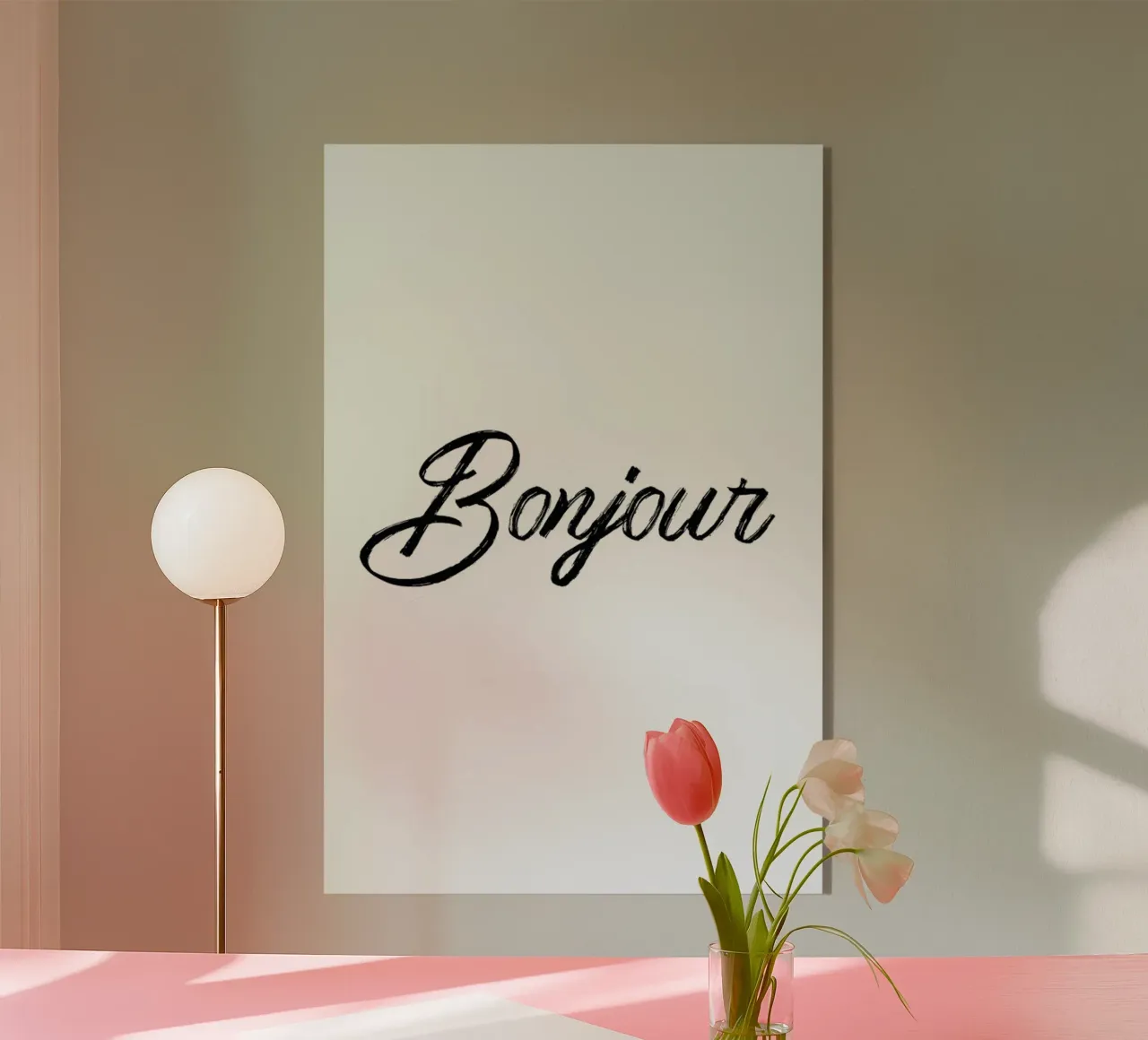 Bonjour plexiglass da typed