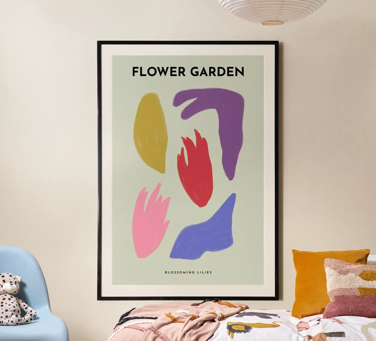 Blossoming Lilies poster con telaio in legno da Studio One
