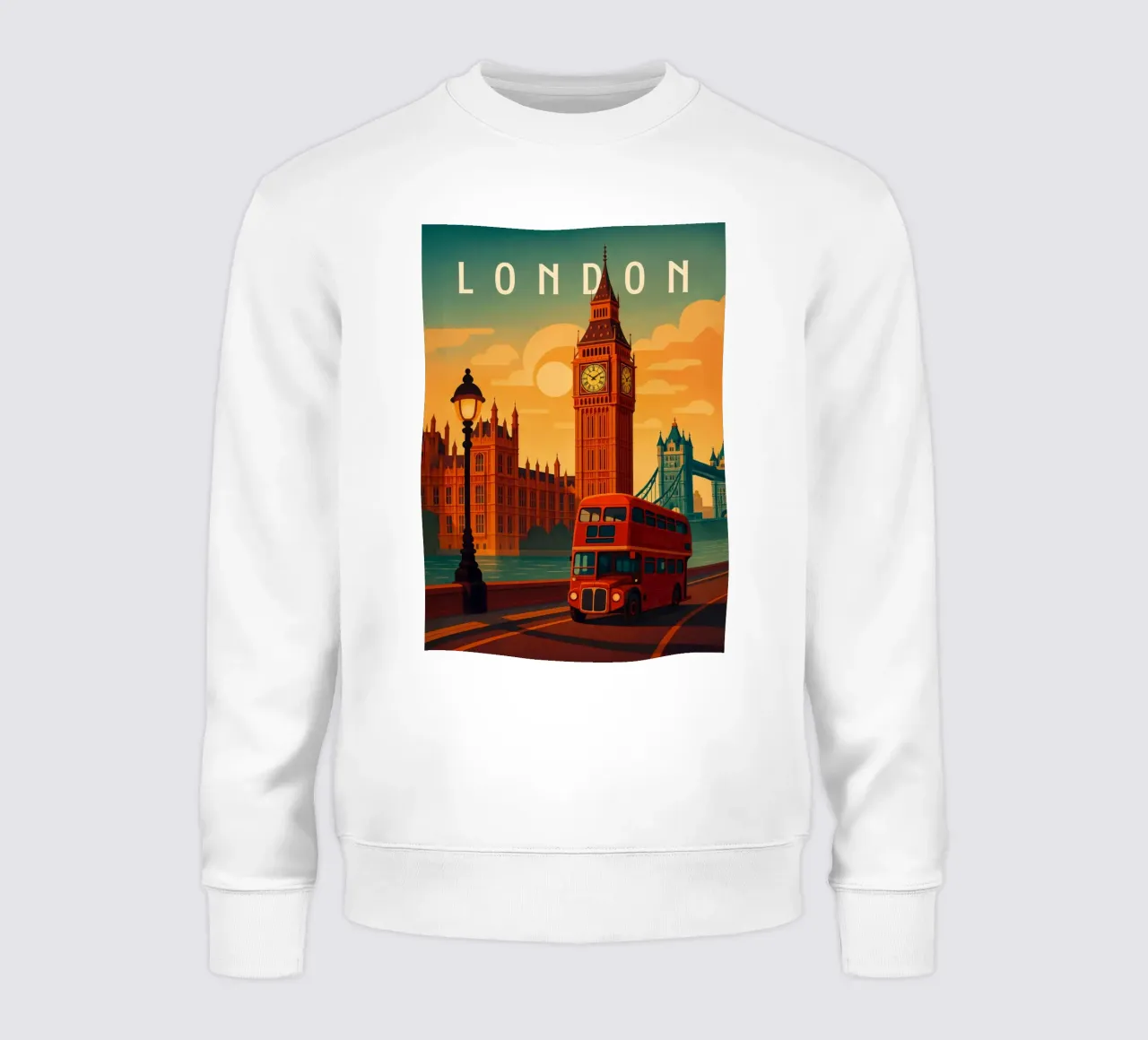 Poster di Londra - Big Ben e paesaggio urbano del Regno Unito al tramonto felpa da Wanderlust