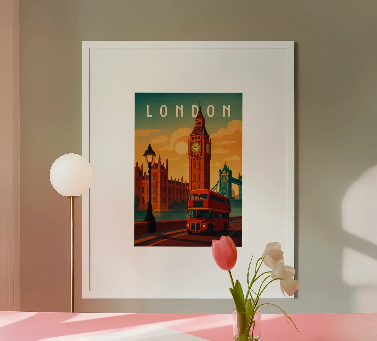 Poster di Londra - Big Ben e paesaggio urbano del Regno Unito al tramonto poster con telaio in alluminio da Wanderlust