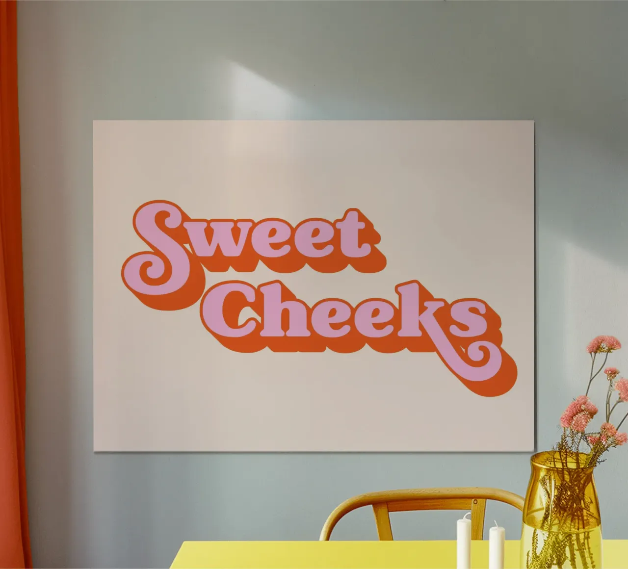 Guance dolci (tonalità pesca) poster con telaio in legno da Paigaam Studio