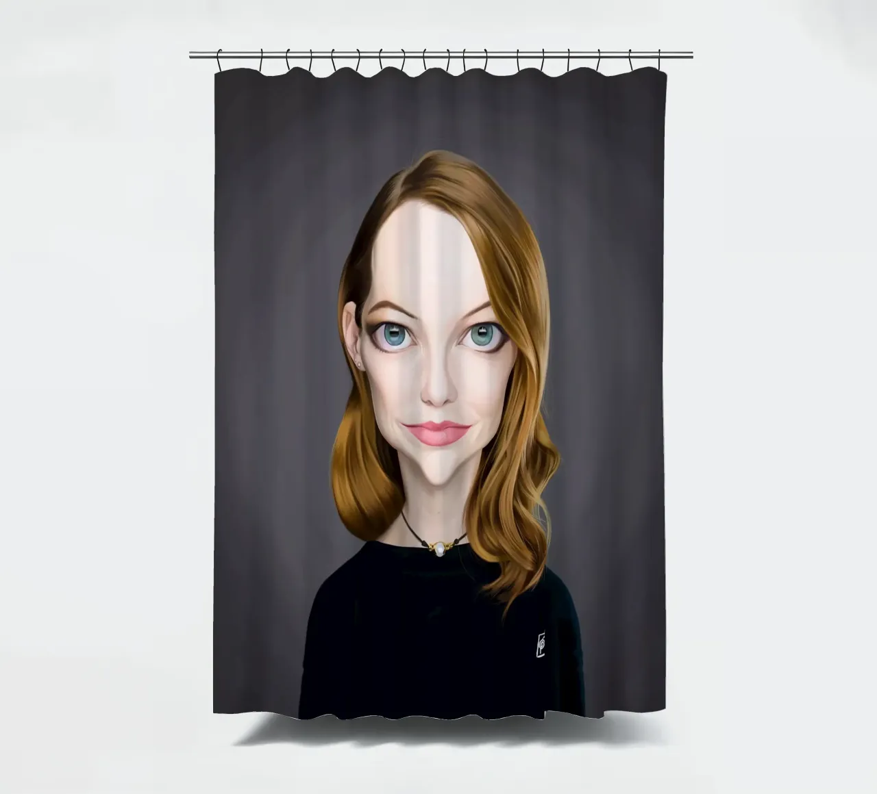 Emma Stone shower curtain by Rob Art | Illustration