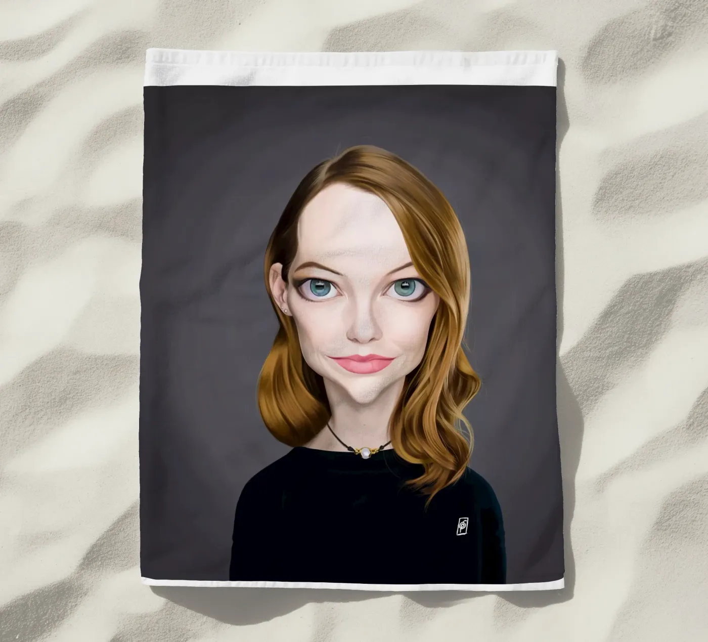 Emma Stone beach towel by Rob Art | Illustration