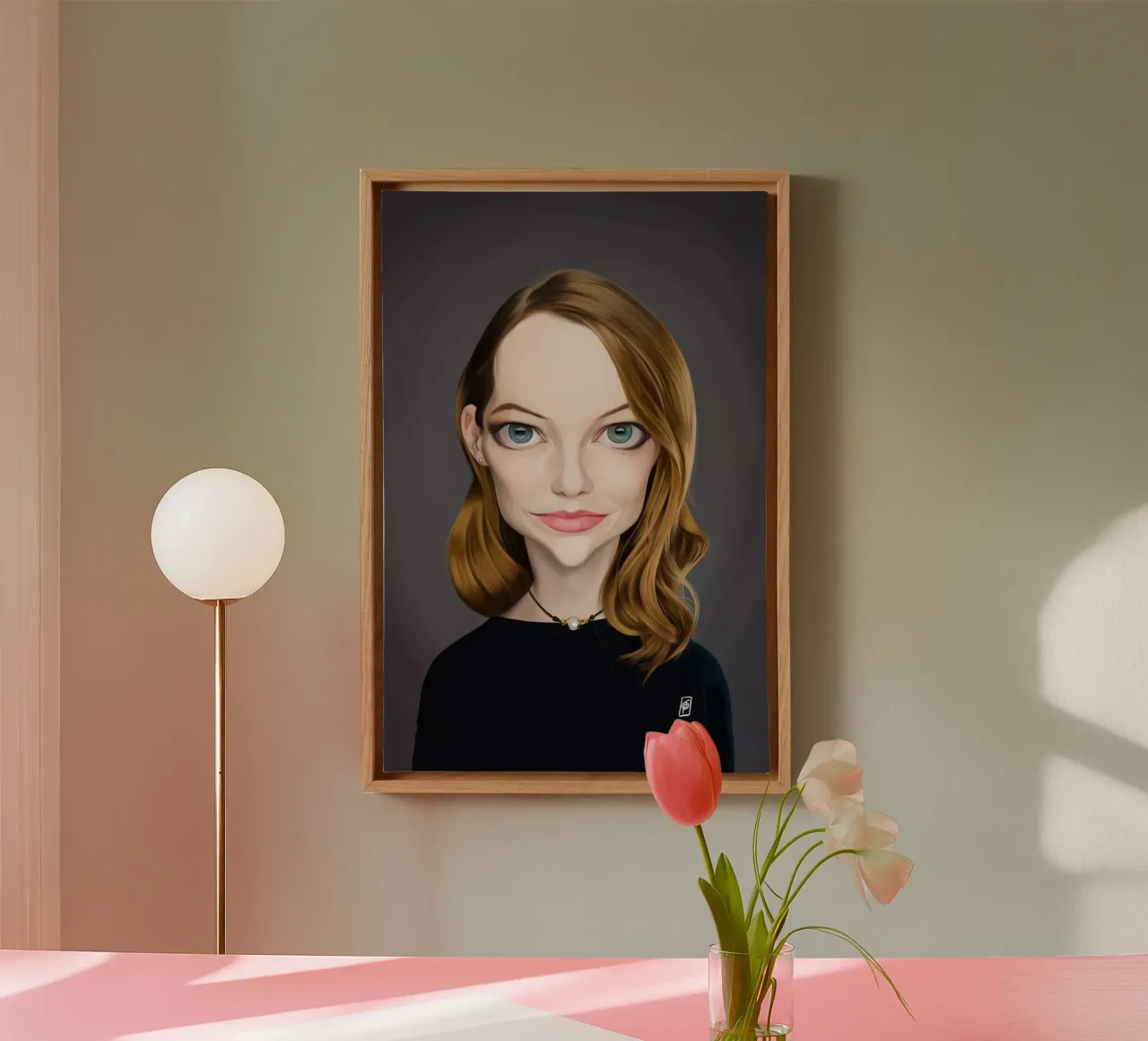 Emma Stone canvas met Baklijst van Rob Art | Illustration